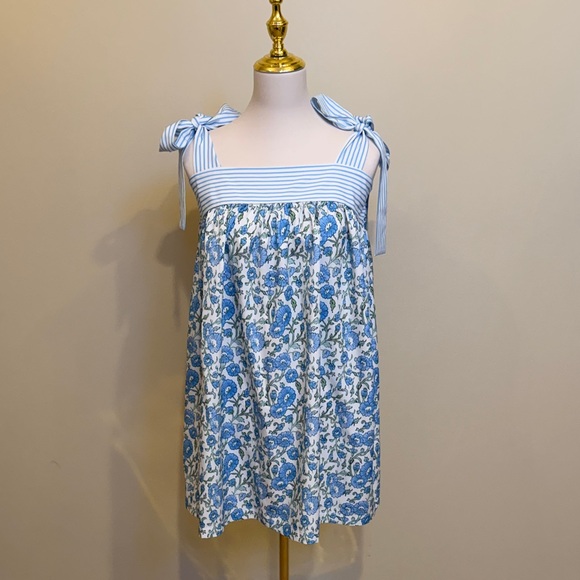 Dresses & Skirts - Blue Floral Tie Strap Babydoll Dress | Cottagecore | Size L